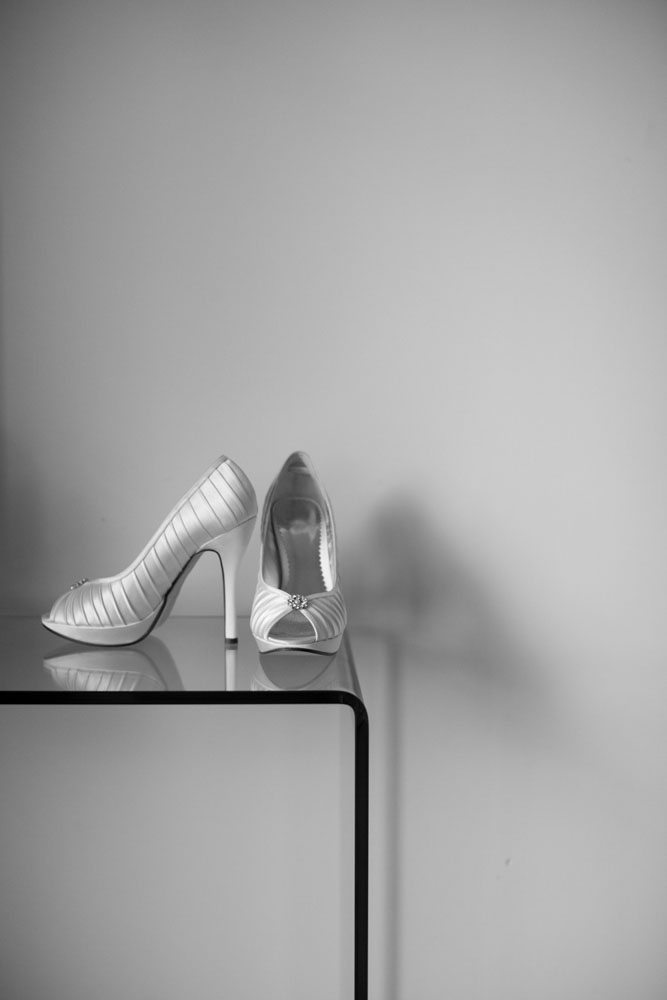 Bride's shoes in black and white - KP Club Pocklington wedding photography