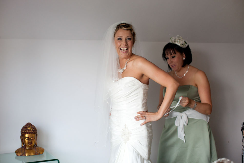 Bride laughing so happy