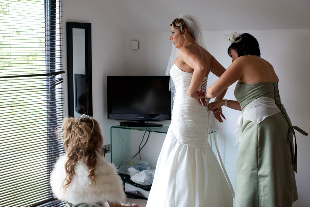 Bride looks out of the window