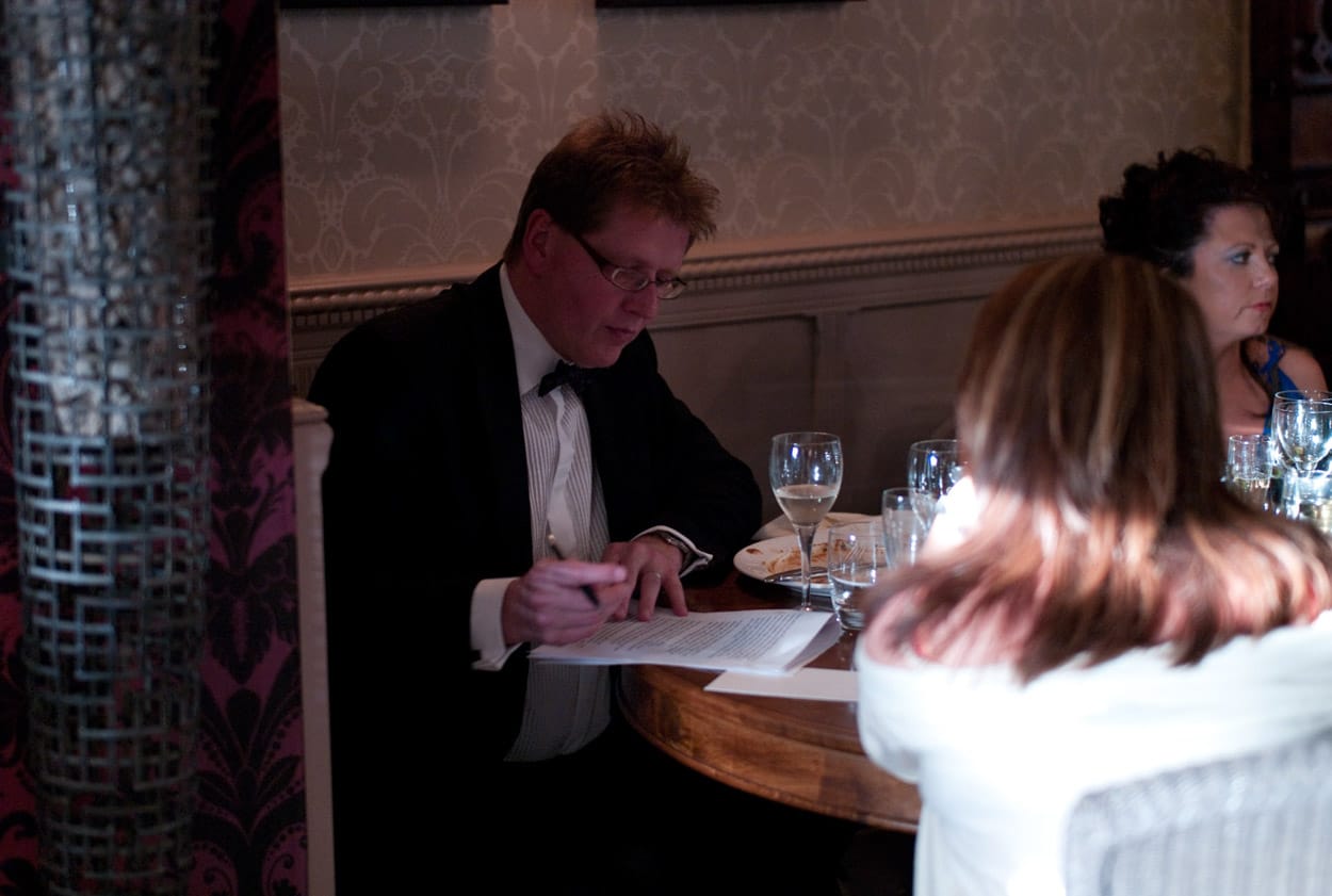 Best Man beginning his speech during the wedding breakfast.