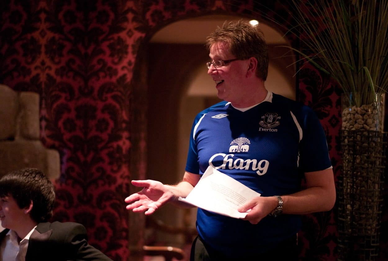 Best man in Evrton shirt speech