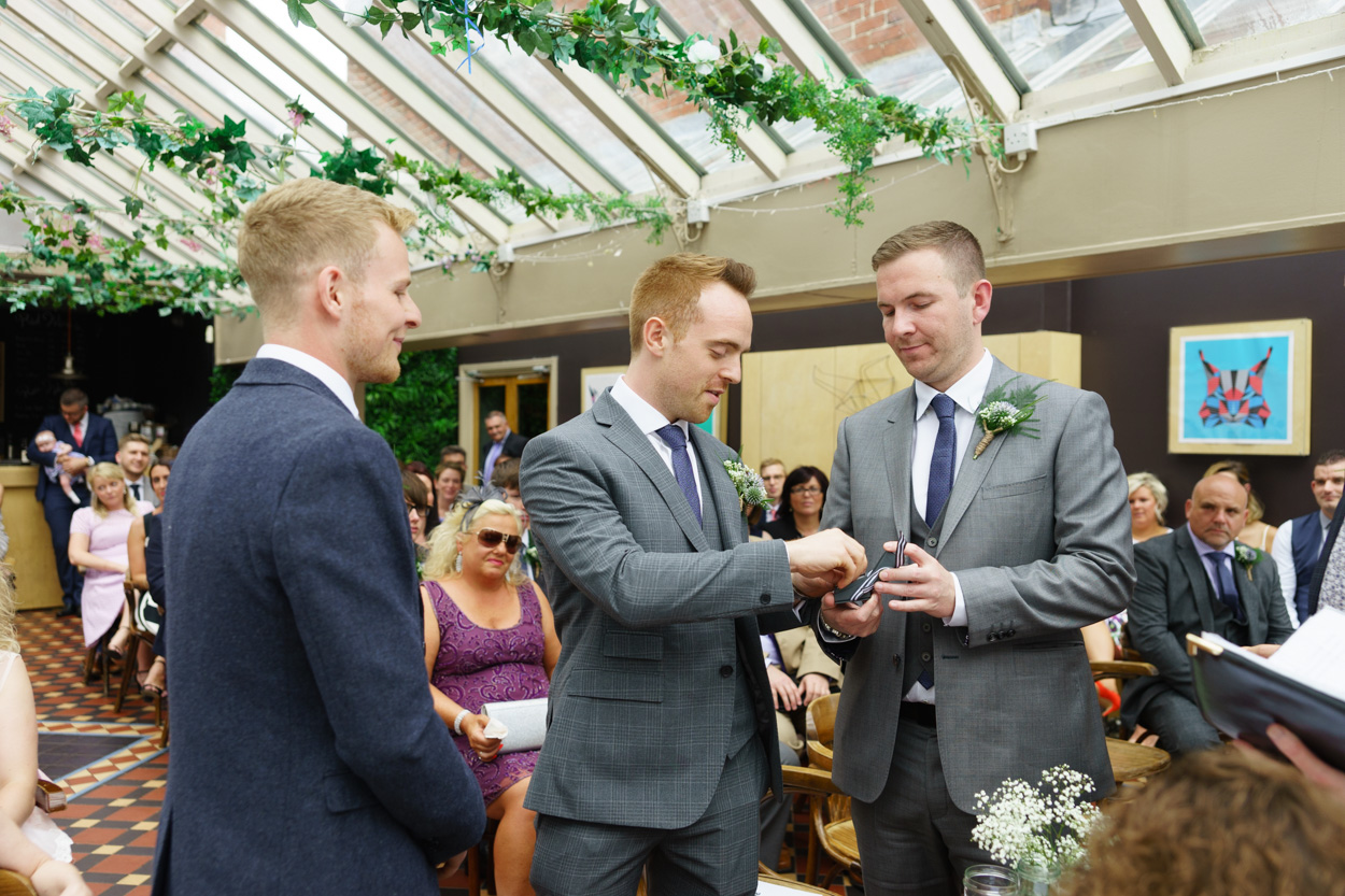 The wedding rings exchanged