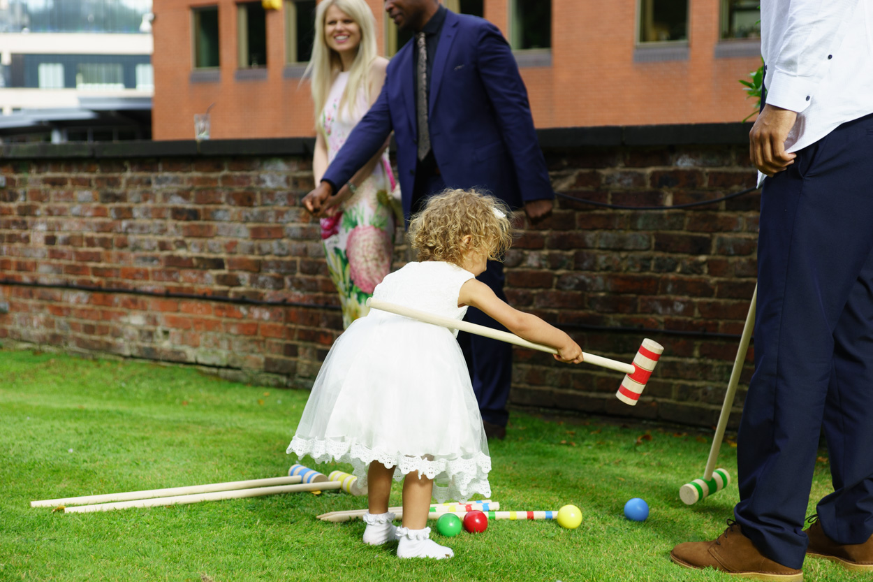 Croquet on the lawn - wedding entertainment at this Faversham Leeds wedding