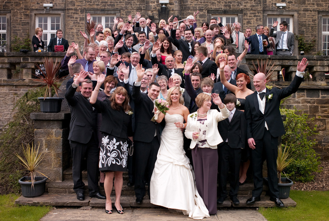 April cold but warm hearts - everyone on the steps outside Hoyle Court