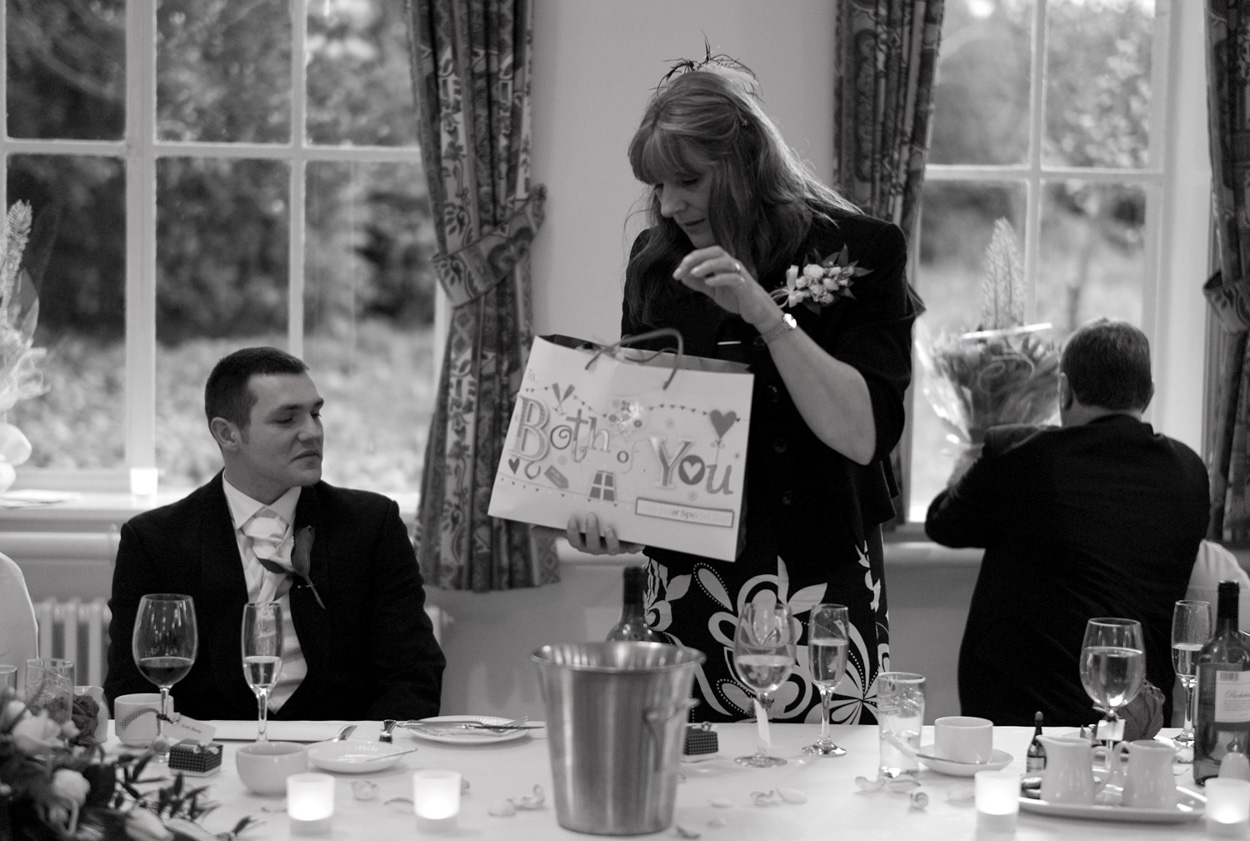 Gifts passed around during speeches at Hoyle Court