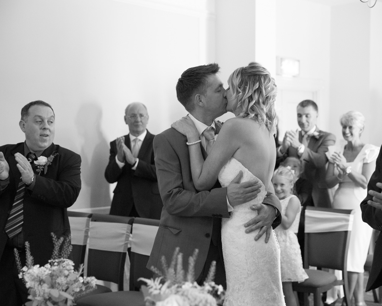The first kiss in the ceremony room