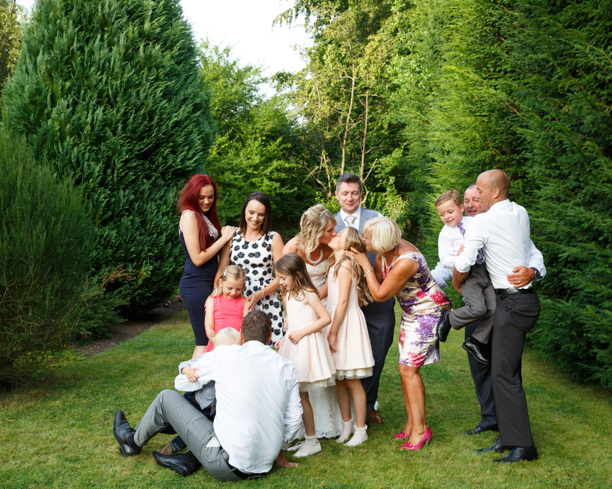 Family group photos on the lawn