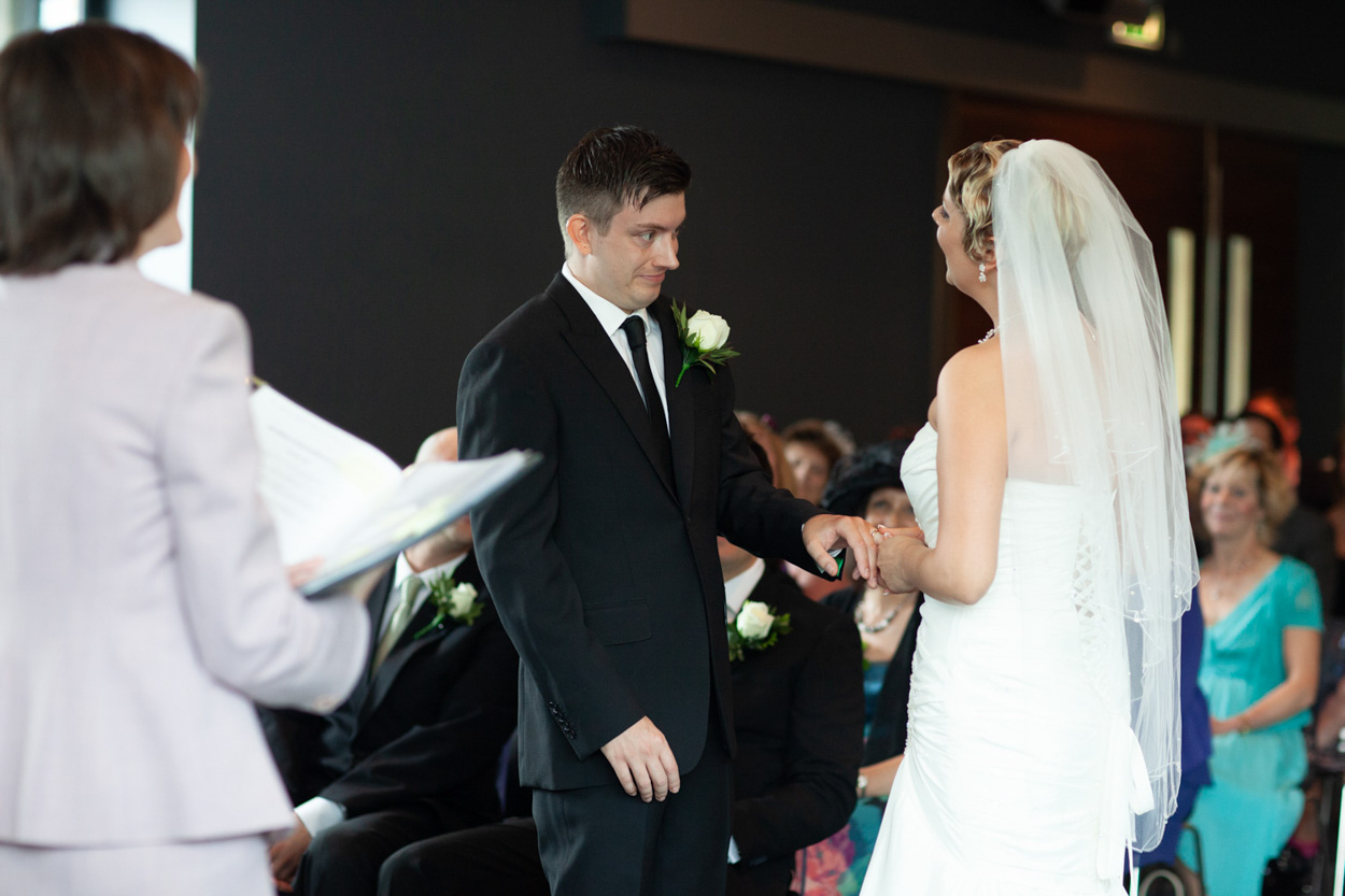 The couple share their first kiss as newlyweds.