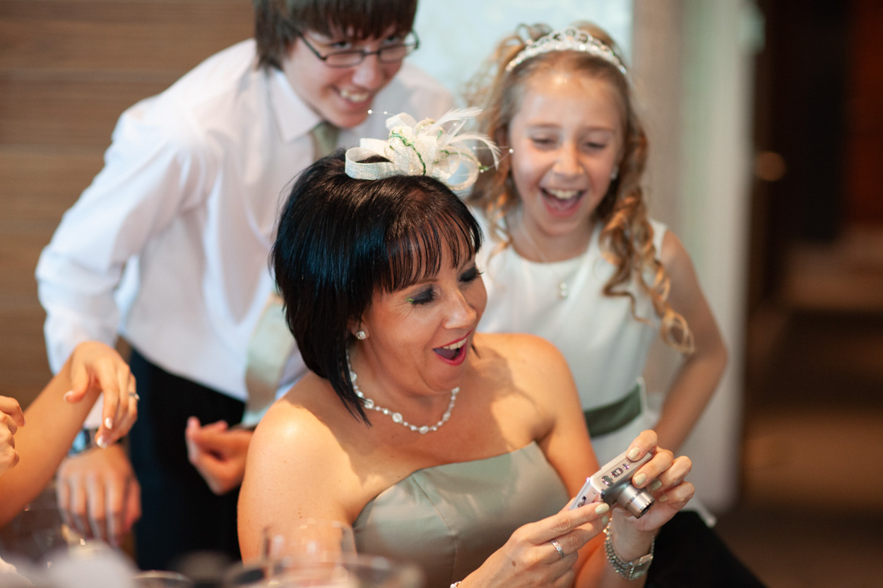 Guests share laughter and fun with the couple before the speeches begin.