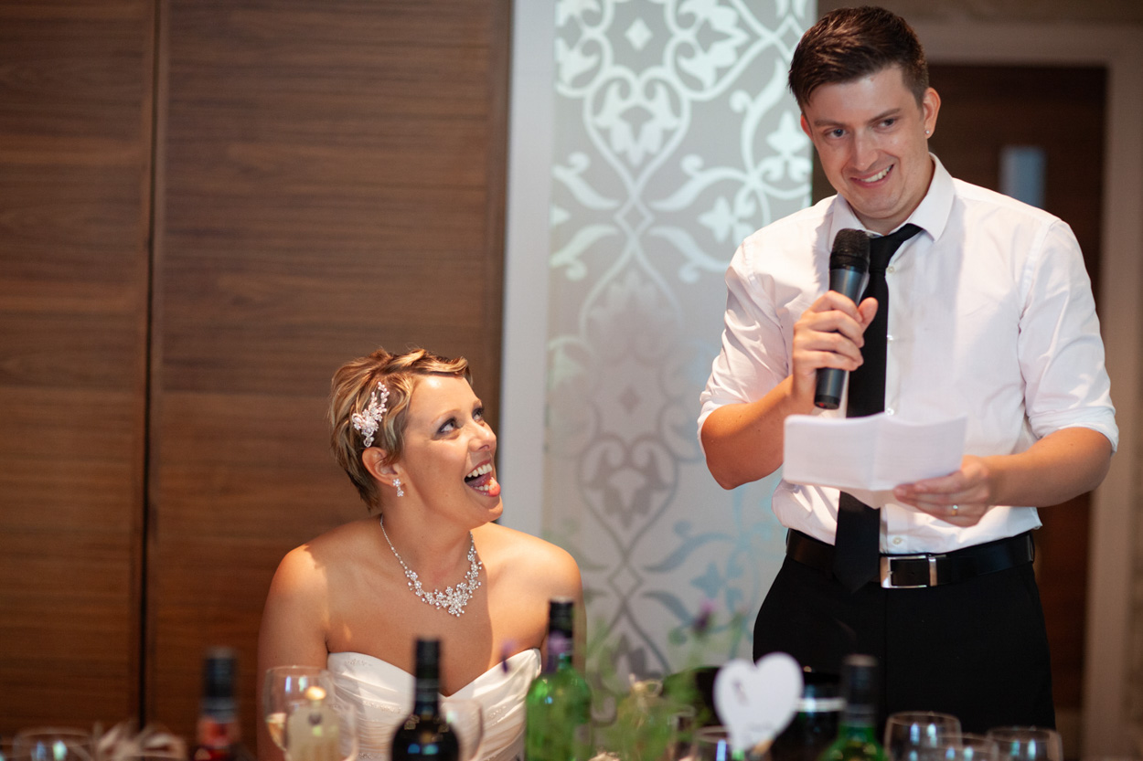 Sam brings a thoughtful gift to her best friend during the reception.