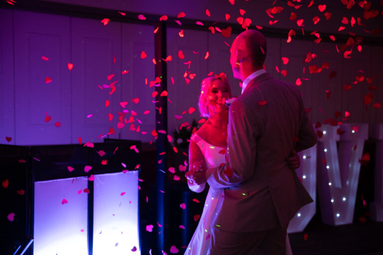 Leeds Irish Centre first dance red heart confetti