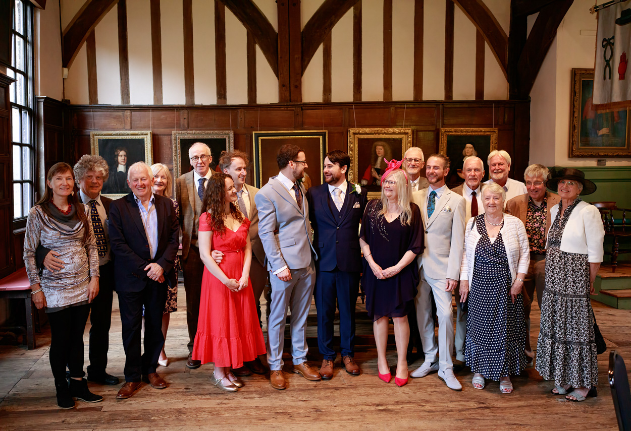 Group photos inside the Merchant adventurers Hall stage