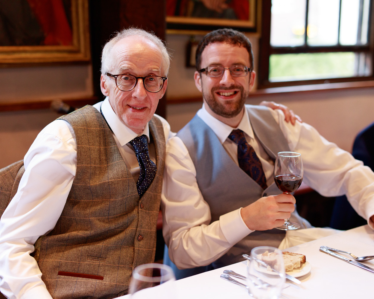 Groom David and his father on the top table