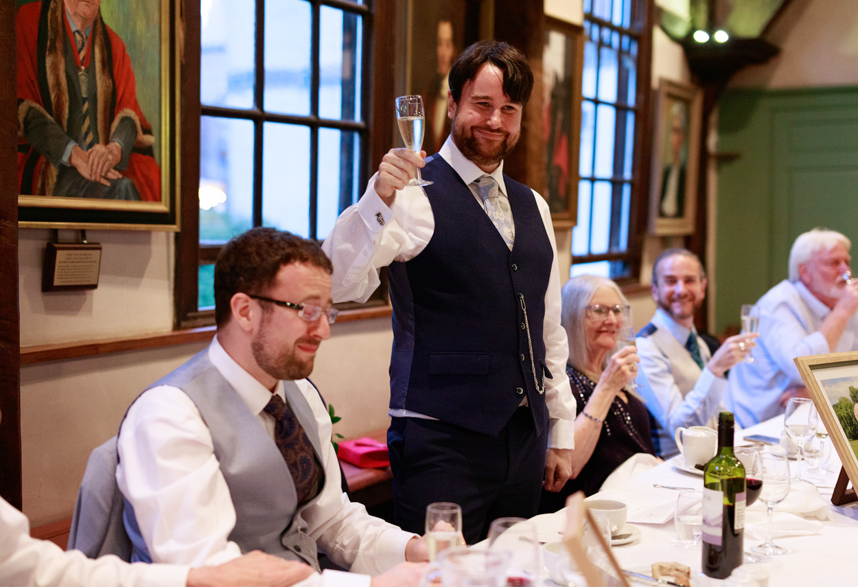 Chris toasts his guests with champagne