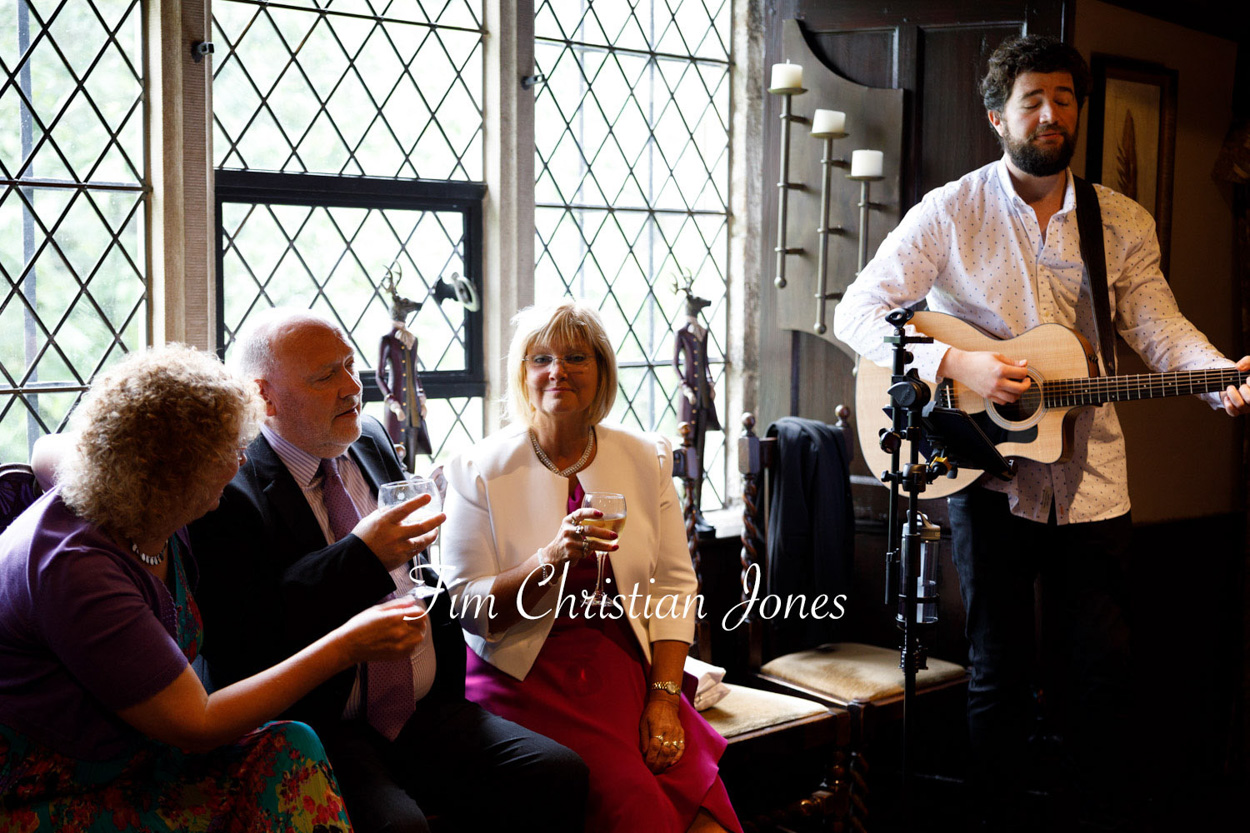Musical entertainment for guests back inside escaping the rain