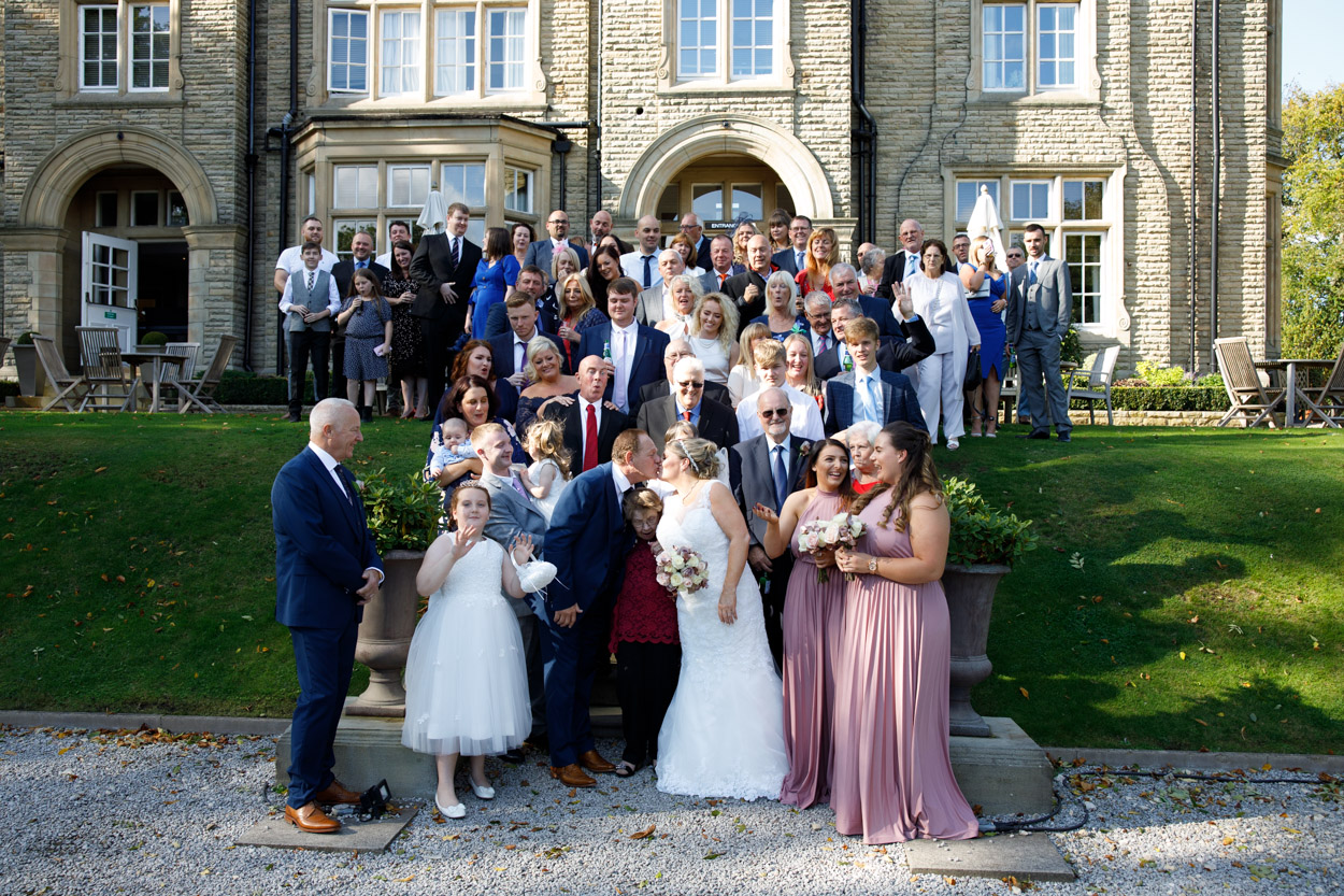 Everyone on the steps outside the Woodlands